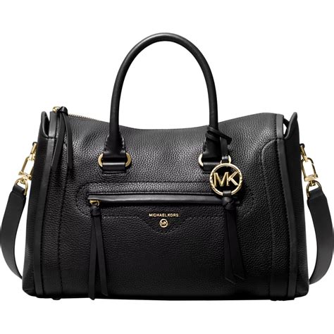 michael michael kors carine medium pebbled leather satchel|michael kors carine black.